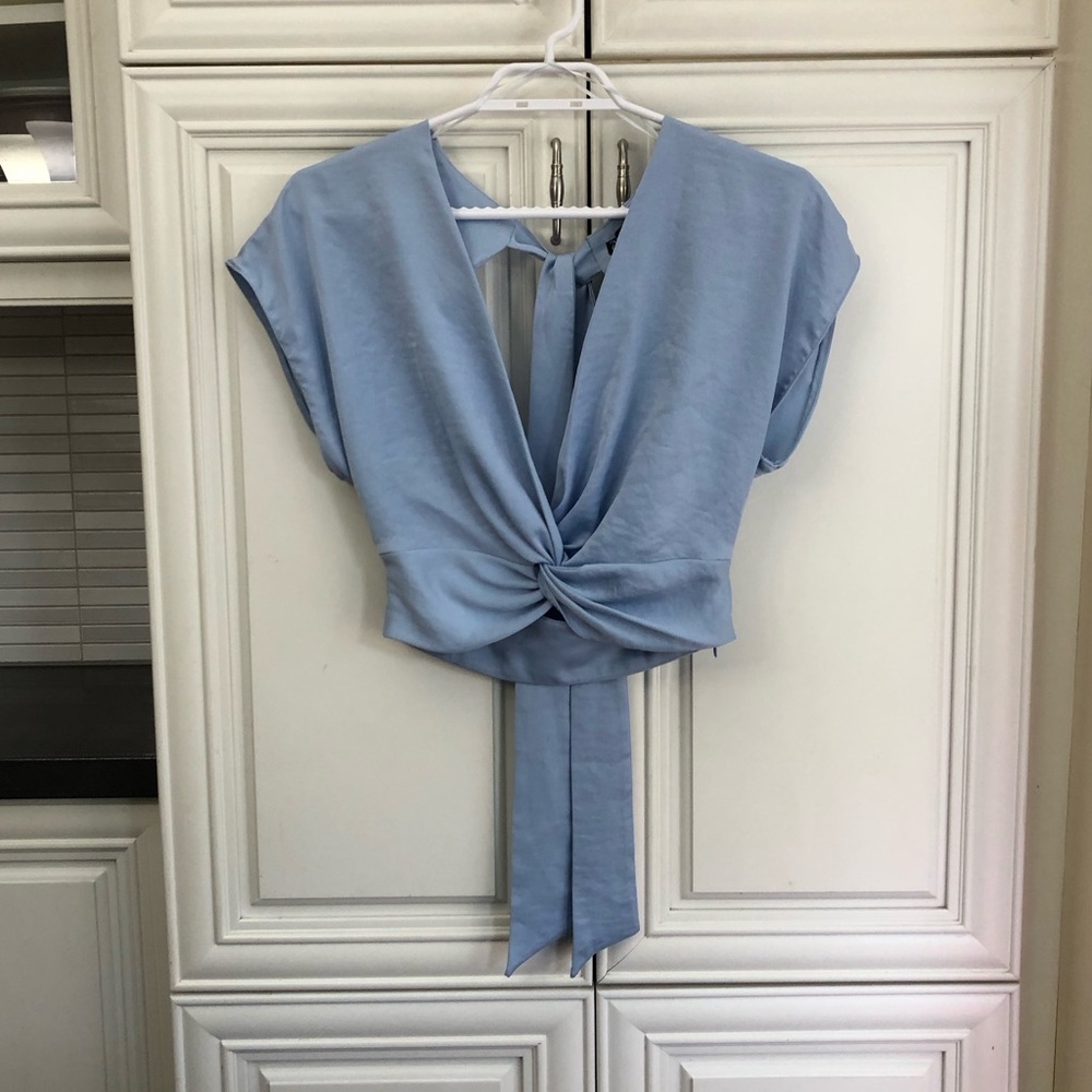 Zara ladies backless blue blouse
